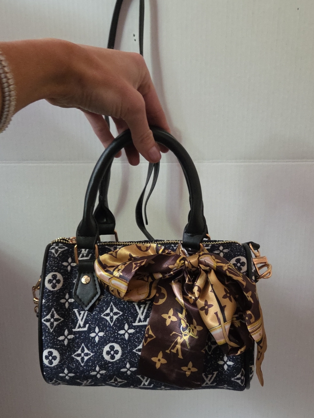 Mini Denim Monogram Satchel